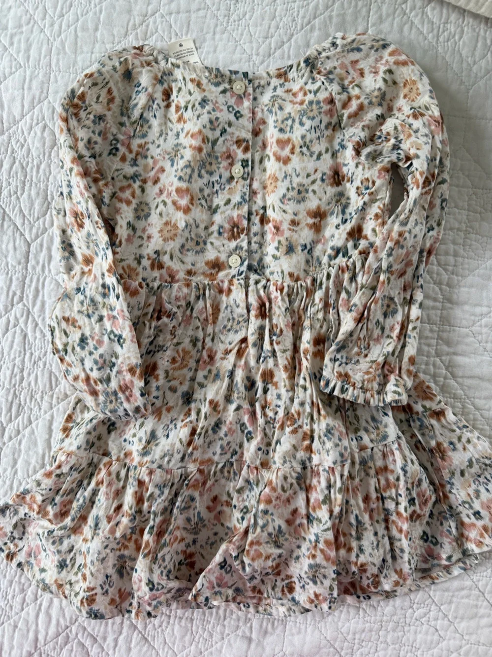 Floral Smocked Tiered Dress in Cream